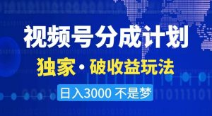 视频号分成计划，独家·破收益玩法，日入3000不是梦【揭秘】-易得个人分享