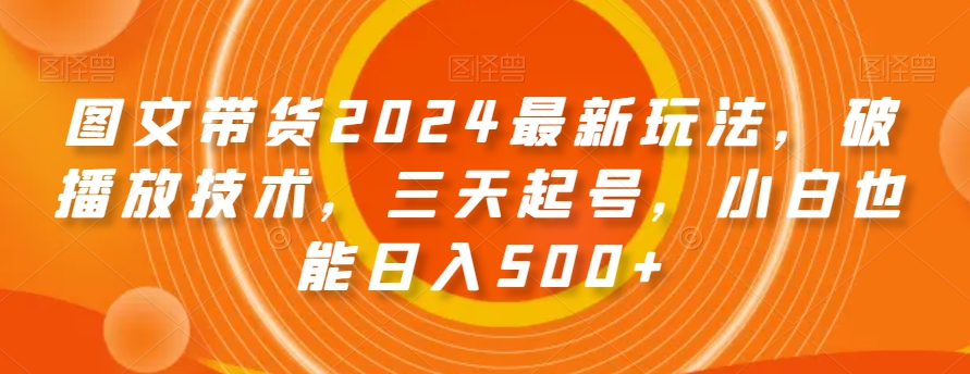 图文带货2024最新玩法，破播放技术，三天起号，小白也能日入500+【揭秘】-易得个人分享
