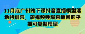 11月底广州线下课抖音直播模型落地特训营，短视频锤爆直播间的平播可复制模型-易得个人分享