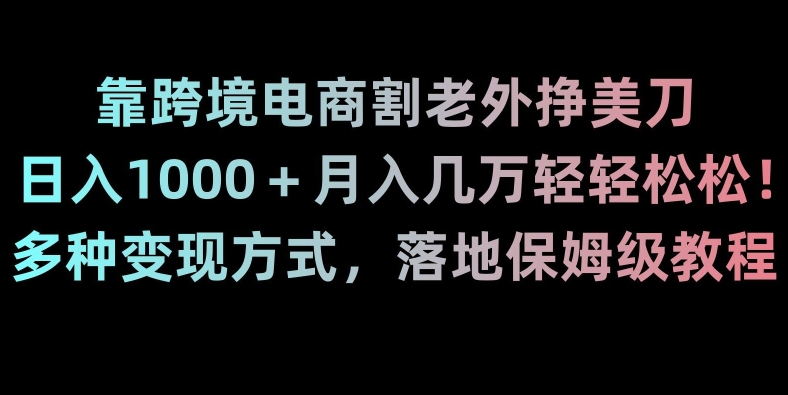 靠跨境电商割老外挣美刀,日入1000+月入几万轻轻松松!多种变现方式,落地保姆级教程【揭秘】-易得个人分享