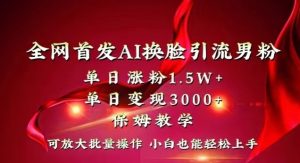 全网首发Ai换脸引流男粉，单日涨粉1.5w+，单日变现3000+，小白也能轻松上手拿结果【揭秘】-易得个人分享