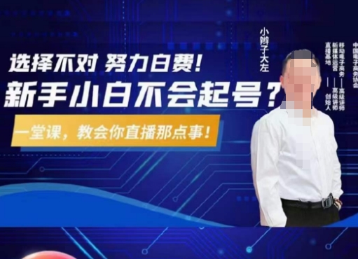 大左教您从0到1做直播带货，选择不对，努力白费，5小时课程搞定那点事，解决你起号问题-易得个人分享