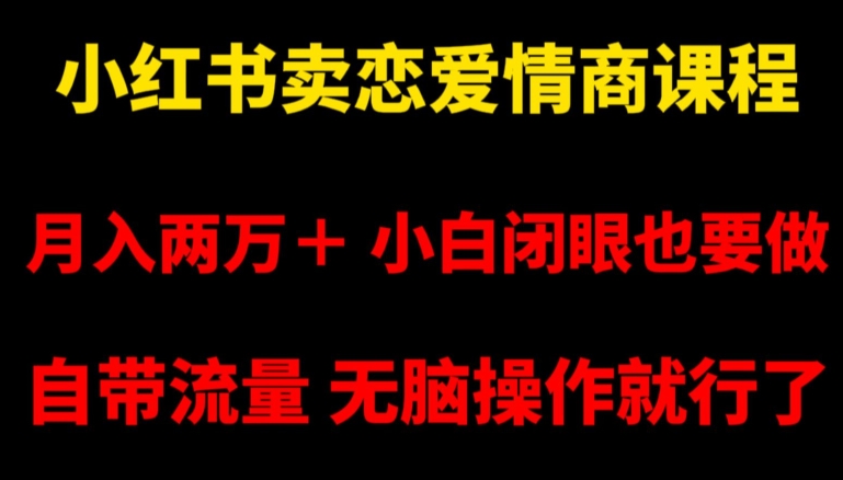 小红书卖恋爱情商课程，月入两万＋，小白闭眼也要做，自带流量，无脑操作就行了【揭秘】-易得个人分享