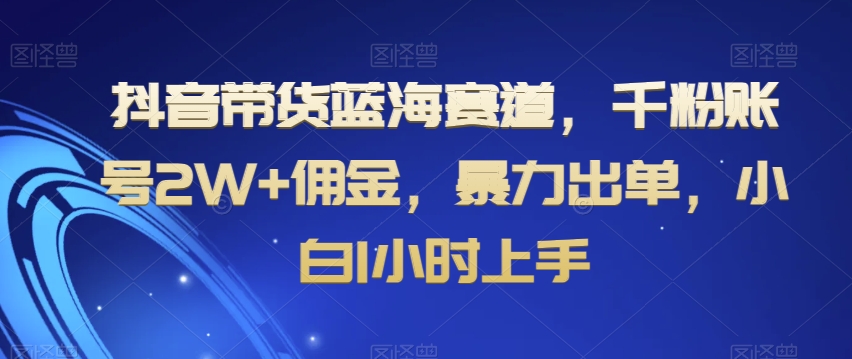 抖音带货蓝海赛道，千粉账号2W+佣金，暴力出单，小白1小时上手【揭秘】-易得个人分享