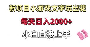 新项目小游戏文字玩出花日入2000+，每天只需一小时，小白直接上手【揭秘】-易得个人分享