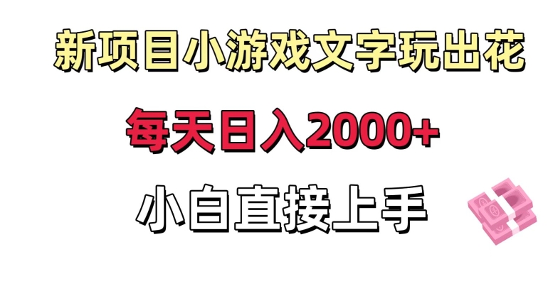 新项目小游戏文字玩出花日入2000+，每天只需一小时，小白直接上手【揭秘】-易得个人分享