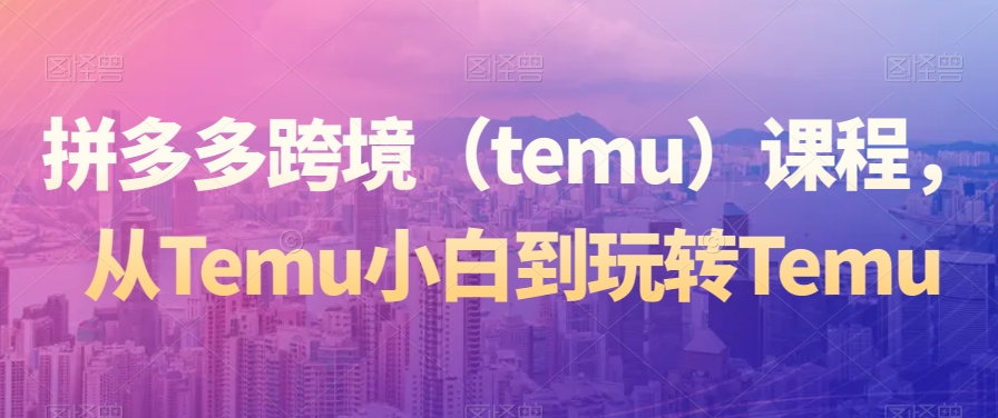 拼多多跨境（temu）课程，从Temu小白到玩转Temu-易得个人分享