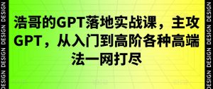 浩哥的GPT落地实战课，主攻GPT，从入门到高阶各种高端法一网打尽-易得个人分享