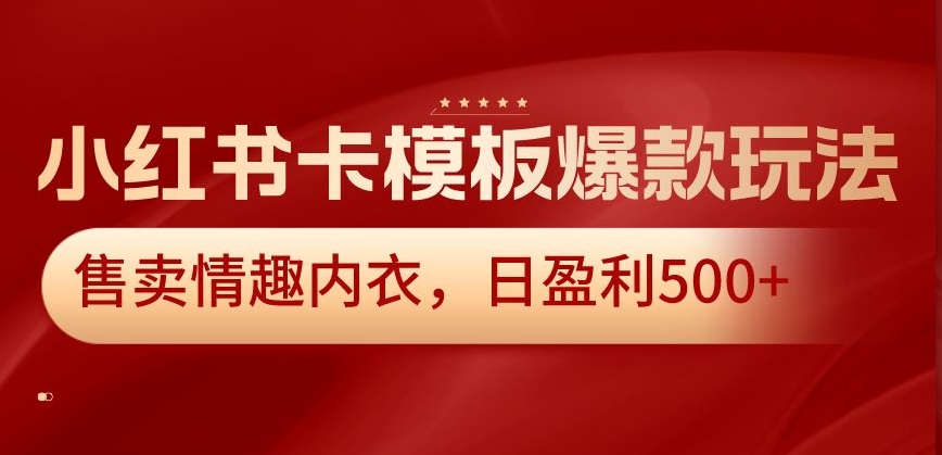 小红书卡模板爆款玩法，售卖情趣内衣，日盈利500+【揭秘】-易得个人分享