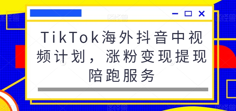 TikTok海外抖音中视频计划，涨粉变现提现陪跑服务-易得个人分享