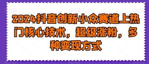 2024抖音创新小众赛道上热门核心技术，超级涨粉，多种变现方式【揭秘】-易得个人分享
