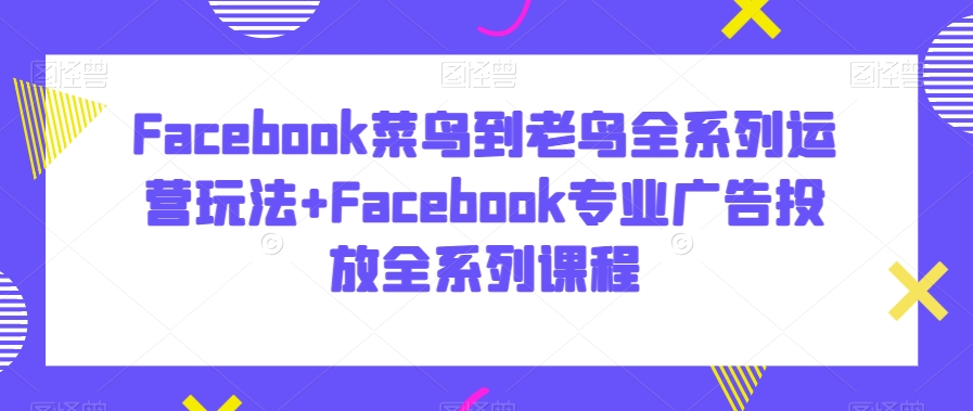 Facebook菜鸟到老鸟全系列运营玩法+Facebook专业广告投放全系列课程-易得个人分享