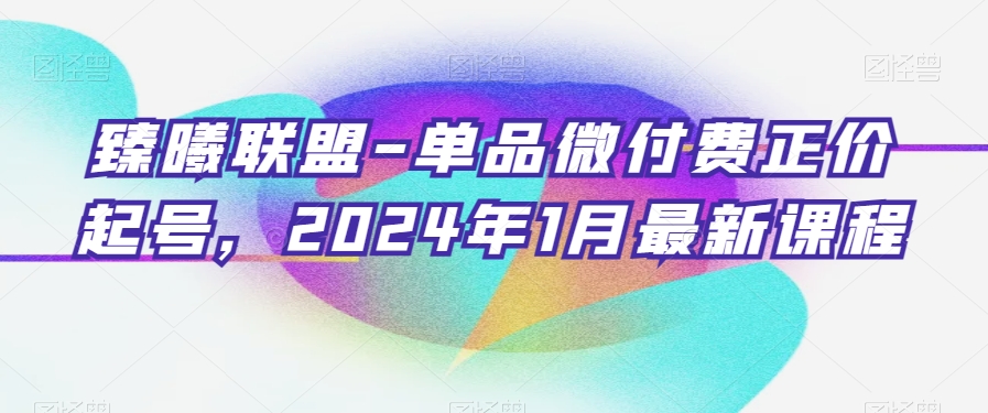 臻曦联盟-单品微付费正价起号，2024年1月最新课程-易得个人分享
