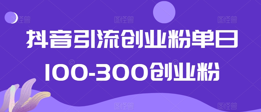 抖音引流创业粉单日100-300创业粉【揭秘】-易得个人分享