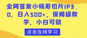 全网首发小杨哥切片IP3.0，日入500+，保姆级教学，小白可做【揭秘】-易得个人分享