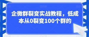 企微群裂变实战教程,低成本从0裂变100个群的-易得个人分享