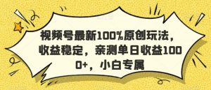 视频号最新100%原创玩法，收益稳定，亲测单日收益1000+，小白专属【揭秘】-易得个人分享