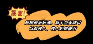 短剧最新玩法，新手当天就可以有收入，收入轻松破万【揭秘】-易得个人分享