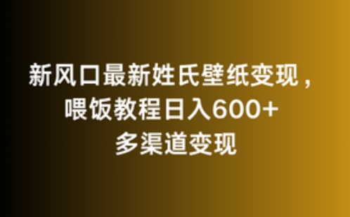 新风口最新姓氏壁纸变现，喂饭教程日入600+【揭秘】-易得个人分享
