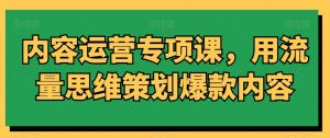 内容运营专项课，用流量思维策划爆款内容-易得个人分享