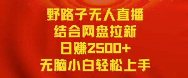 野路子无人直播结合网盘拉新，日赚2500+，小白无脑轻松上手【揭秘】-易得个人分享