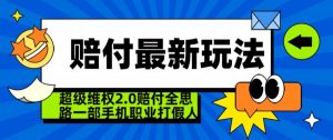 超级维权2.0全新玩法，2024赔付全思路职业打假一部手机搞定【仅揭秘】-易得个人分享