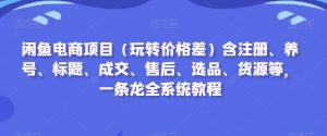 闲鱼电商项目(玩转价格差)含注册、养号、标题、成交、售后、选品、货源等,一条龙全系统教程-易得个人分享