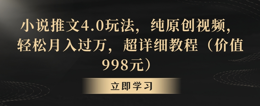 小说推文4.0玩法，纯原创视频，轻松月入过万，超详细教程（价值998元）【揭秘】-易得个人分享