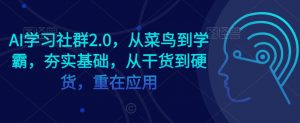 AI学习社群2.0，从菜鸟到学霸，夯实基础，从干货到硬货，重在应用-易得个人分享