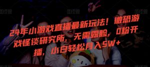 24年小游戏直播最新玩法！微恐游戏怪谈研究所，无需露脸，0粉开播，小白轻松月入5W+【揭秘】-易得个人分享