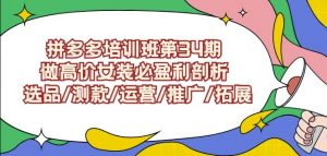 拼多多培训班第34期：做高价女装必盈利剖析选品/测款/运营/推广/拓展-易得个人分享