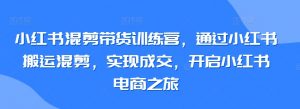 小红书混剪带货训练营，通过小红书搬运混剪，实现成交，开启小红书电商之旅-易得个人分享