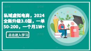 私域虚拟电商，2024全新升级3.0版，一单50-200，一个月1W+【揭秘】-易得个人分享