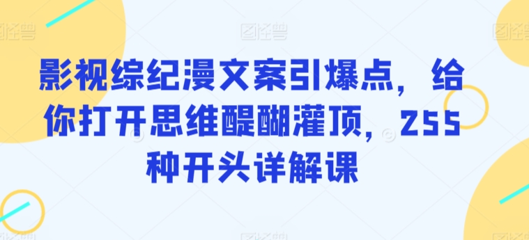 影视综纪漫文案引爆点，给你打开思维醍醐灌顶，255种开头详解课-易得个人分享