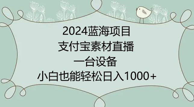 2024年蓝海项目，支付宝素材直播，无需出境，小白也能日入1000+ ，实操教程【揭秘】-易得个人分享