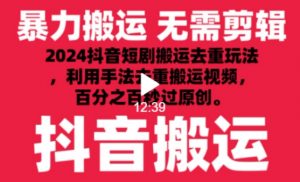 2024最新抖音搬运技术，抖音短剧视频去重，手法搬运，利用工具去重，达到秒过原创的效果【揭秘】-易得个人分享