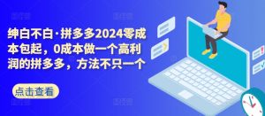 拼多多2024零成本包起，0成本做一个高利润的拼多多，方法不只一个-易得个人分享