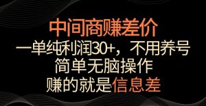 中间商赚差价，一单纯利润30+，简单无脑操作，赚的就是信息差，轻轻松松日入1000+【揭秘】-易得个人分享