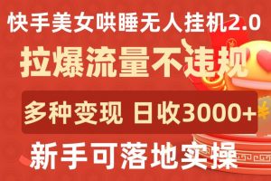 快手美女哄睡无人挂机2.0.拉爆流量不违规，多种变现途径，日收3000+，新手可落地实操【揭秘】-易得个人分享