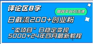抖音评论区8字日截流200+创业粉 “卖项目”日稳定变现5000+【揭秘】-易得个人分享