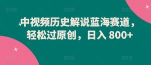 中视频历史解说蓝海赛道，轻松过原创，日入 800+【揭秘】-易得个人分享