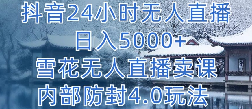 抖音24小时无人直播 日入5000+，雪花无人直播卖课，内部防封4.0玩法【揭秘】-易得个人分享