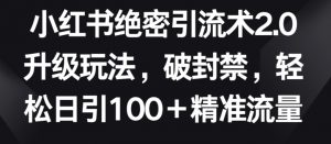 小红书绝密引流术2.0升级玩法，破封禁，轻松日引100+精准流量【揭秘】-易得个人分享