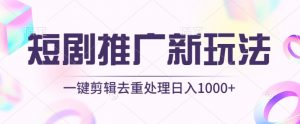 短剧推广新玩法，不剪辑，工具助力一键过原创，日入1000+【揭秘】-易得个人分享