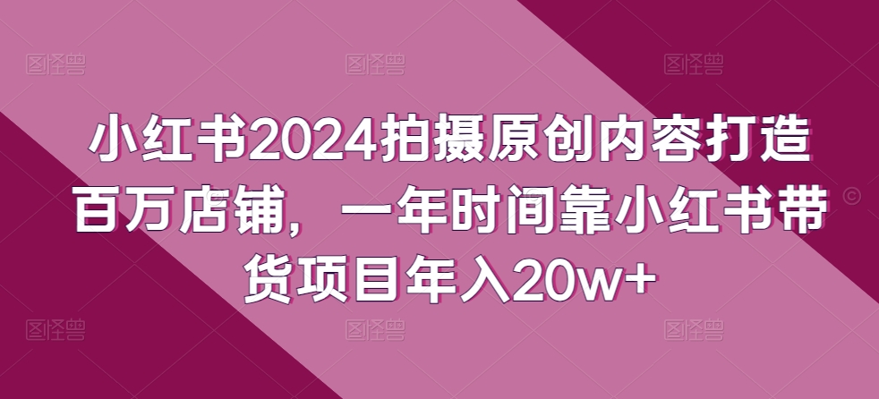 小红书2024拍摄原创内容打造百万店铺，一年时间靠小红书带货项目年入20w+-易得个人分享
