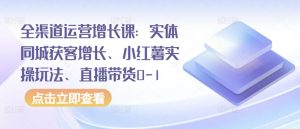 全渠道运营增长课：实体同城获客增长、小红薯实操玩法、直播带货0-1-易得个人分享
