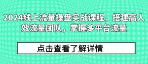 2024线上流量操盘实战课程，搭建高人效流量团队，掌握多平台流量-易得个人分享