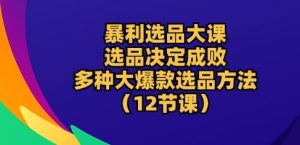 暴利选品大课：选品决定成败，教你多种大爆款选品方法(12节课)-易得个人分享