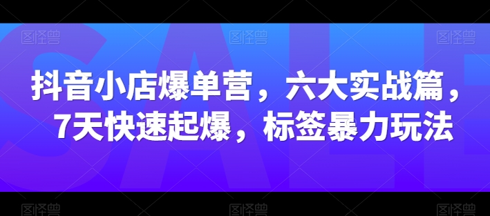 抖音小店爆单营，六大实战篇，7天快速起爆，标签暴力玩法-易得个人分享