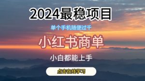 2024最稳蓝海项目，小红书商单项目，没有之一【揭秘】-易得个人分享